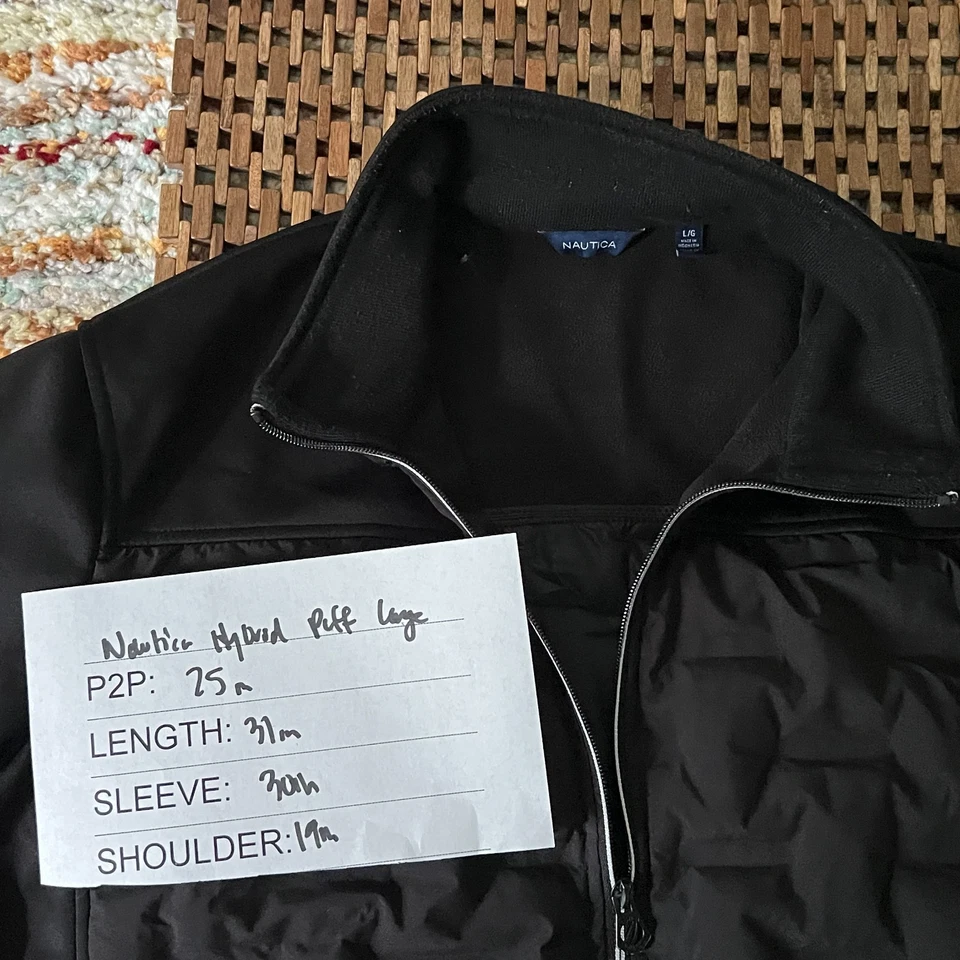 Chaqueta acolchada ultraligera híbrida Nautica negra para hombre talla grande L Foto 3 de 3