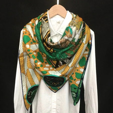 Mantón bufanda delgada 51"x51" verde estampado 40% seda 60% lana 130x130cm6-37