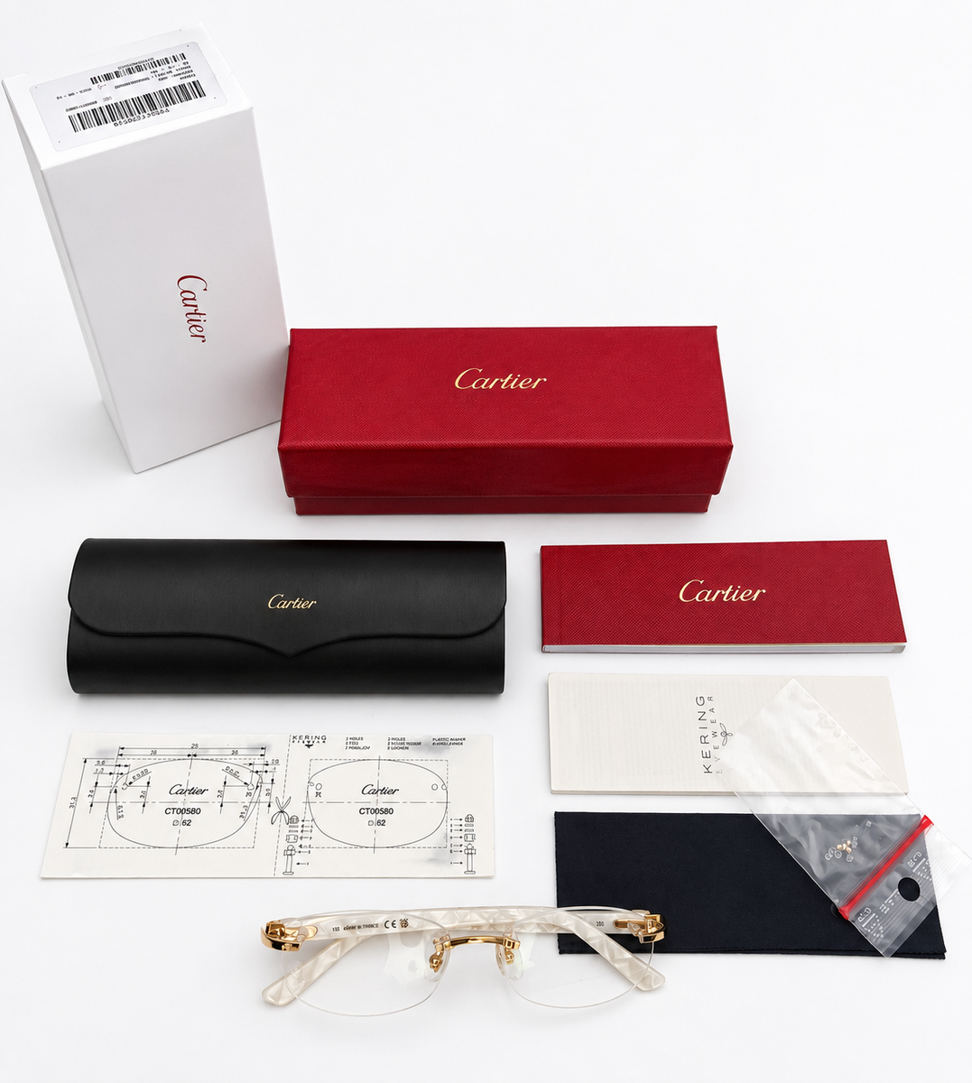 Cartier カルティエ ノベルティ NEW! Cartier Pearl White Syracuse CT0056O Glasses | eBay