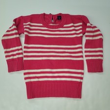 babyGap Toddler Girls Pink White Stripe Knit Tunic Sweater Bow Detail 3 Years