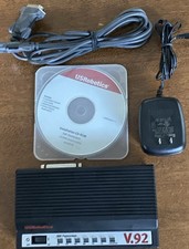 VINTAGE | US Robotics 56K V.92 Fax Modem, power supply, serial cable-install CD