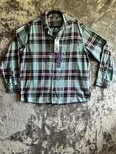 Eddie Bauer Shirt Mens XXL Blue Bristol Flannel Plaid Outdoor Button Up NWT
