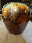 Vintage Pottery Brown And Green Drip Ceramic Vase RRP Co USA Roseville Ohio 7.5"