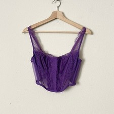 NWT Victoria  s Secret MEDIUM Dream Angels purple lace corset bra top