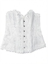 White Floral Satin Corset Top
