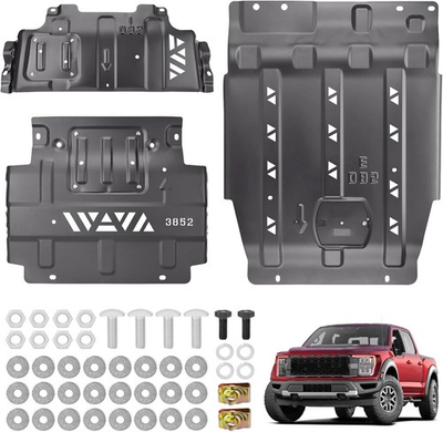 #ad #ad Full Set Steel Skid Plate with Transmission Skid Plate Heavy Duty Splash Underc $223.99