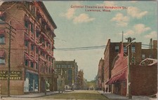 Colonial Theatre and Hampshire Street Lawrence MA Credit 1921 Postcard