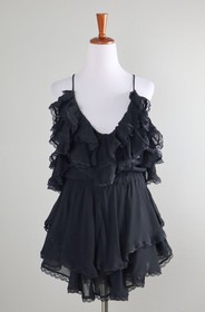 ANTHROPOLOGIE NWT $168 Maeve Scoop Neck Frilly Ruffled Lace Romper Size XS