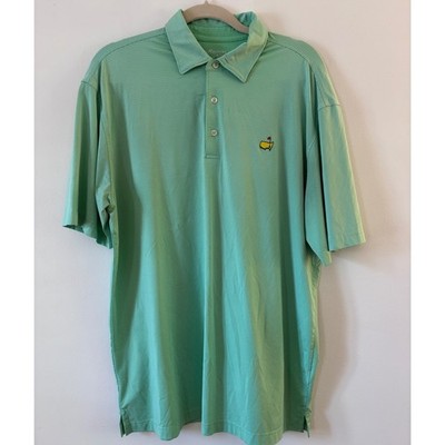 Masters Tech Augusta Green Striped Golf Polo Shirt Performance Mens Large