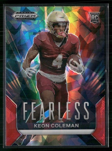 KEON COLEMAN RC 2024 PANINI PRIZM DRAFT FEARLESS RED ICE ROOKIE