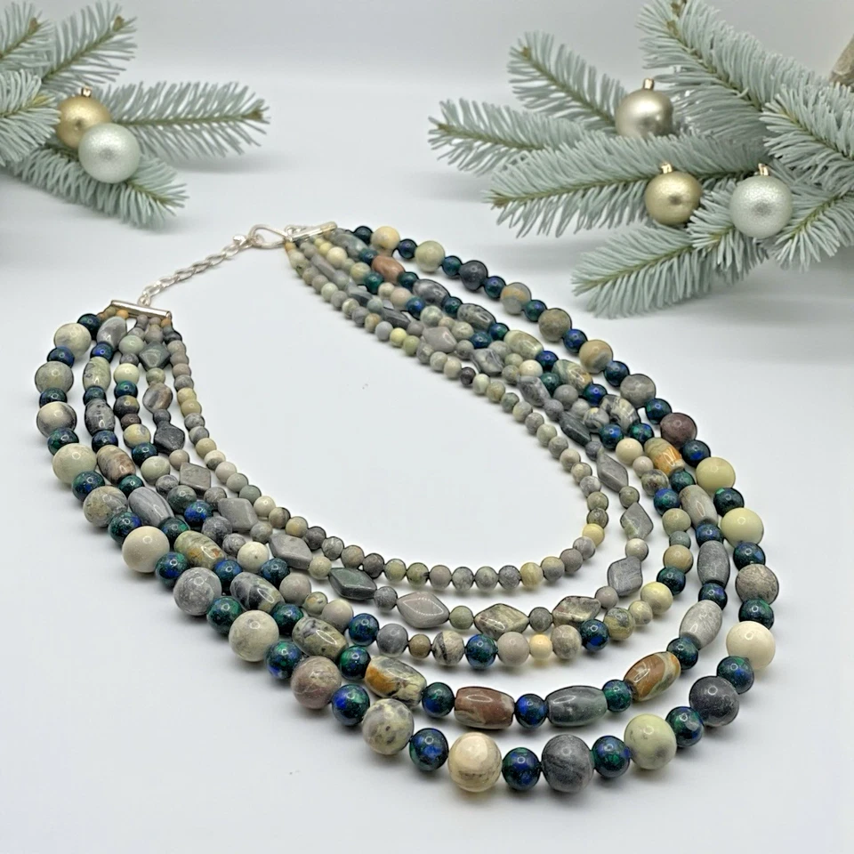 NUEVO Collar Jay King DTR 925 Azul Esterlina Ágata y Lapislázuli Cuentas 5 Hilos Foto 3 de 4