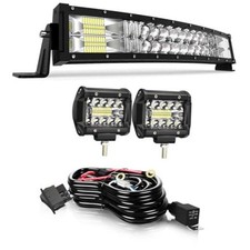 Curved LED 22Inch Light Bar with 2x4inch LED Pods Fog Lights 22 Inch White