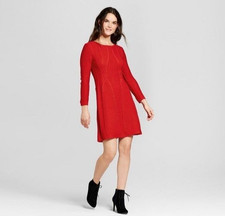 Spenser Jeremy Red Fit And Flare Cable Knit Sweater Dress Size L