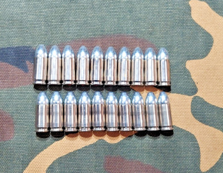9MM LUGER SNAP CAPS  SET OF 20 "SILVER BULLETS" REAL 115GN WEIGHT!!!