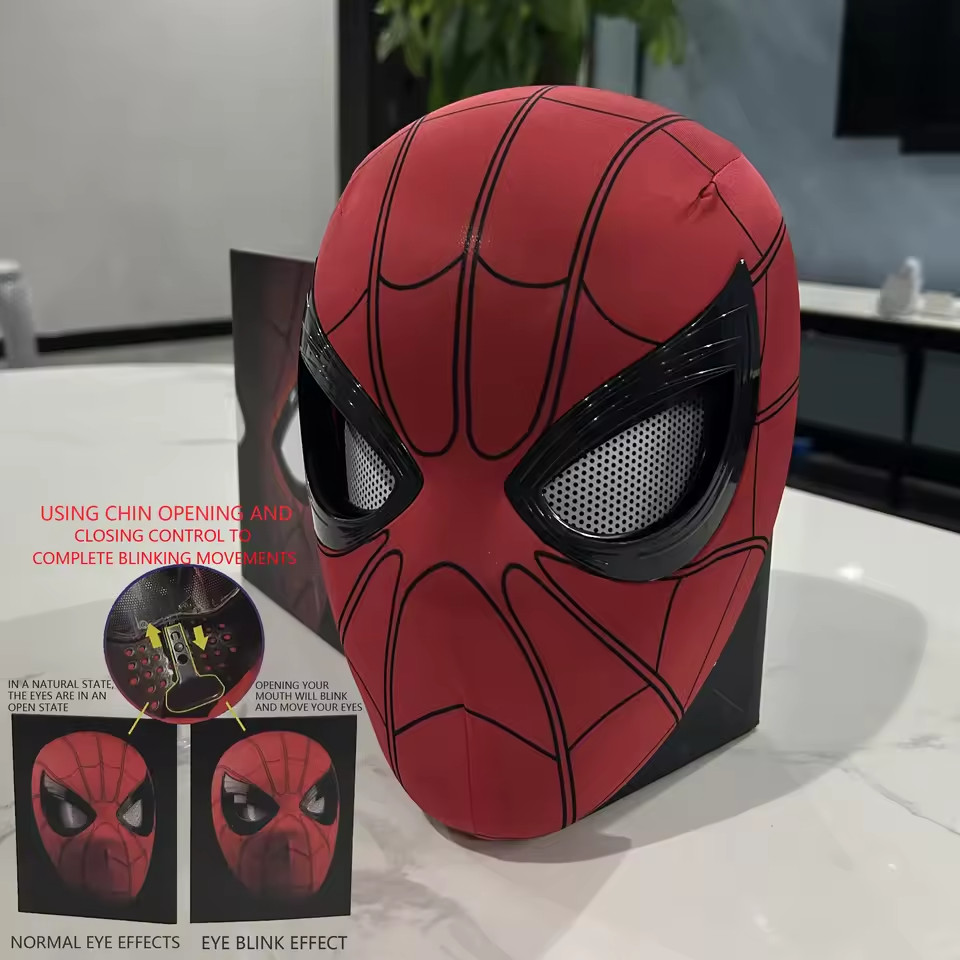 Máscara de cosplay Marvel Spider-Man con ojos móviles - Casco de arnés completo escala 1:1