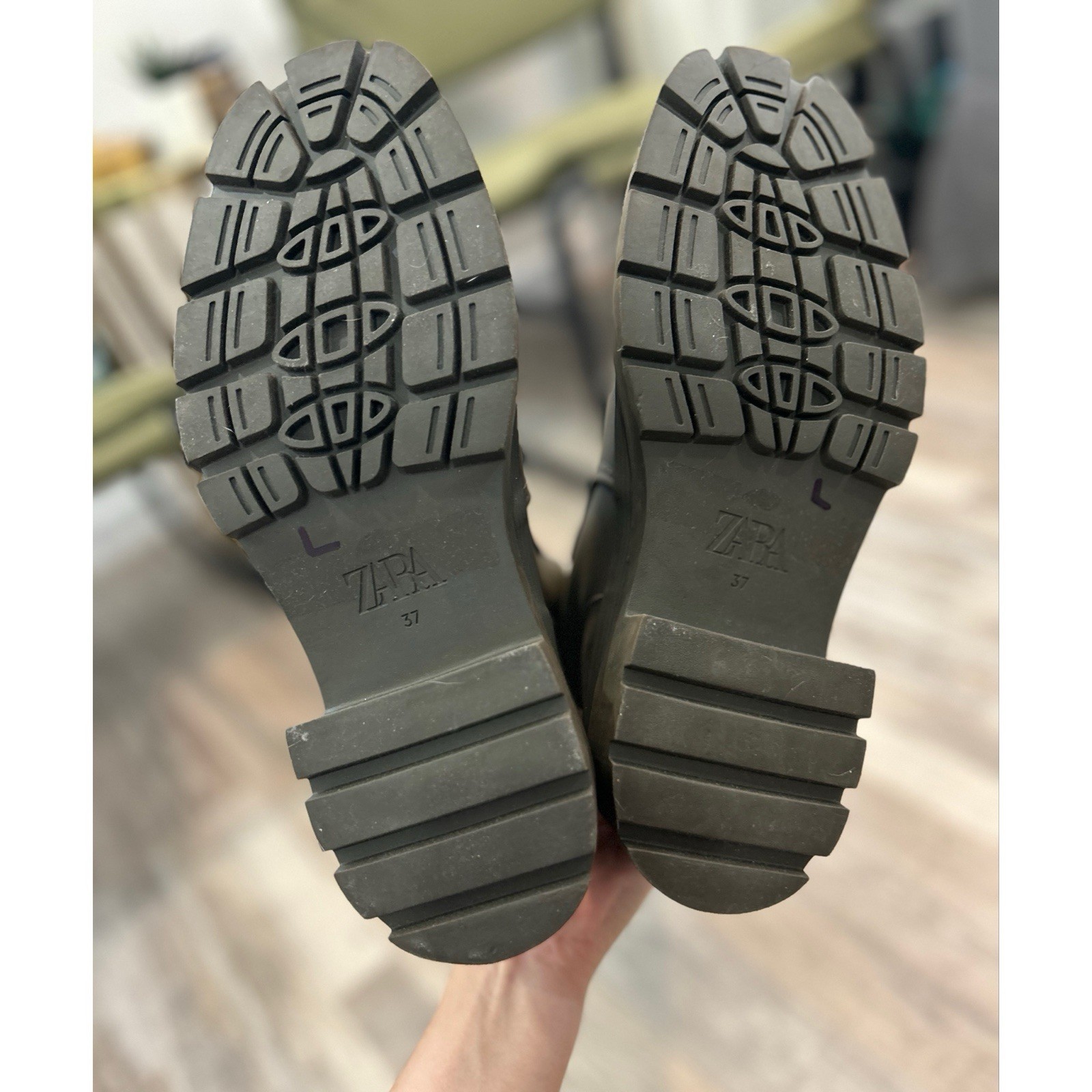 SAOLA Stivali in gomma Zara plateau gommati suola grossa combattimento verde pioggia 37 (6 5)