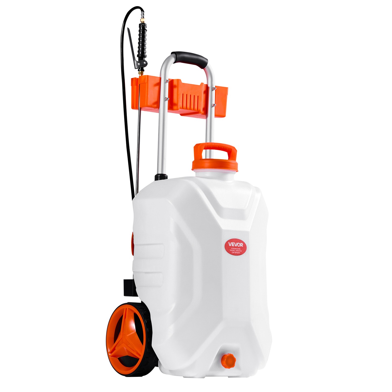 VEVOR 10 Gal Battery Powered Sprayer with Cart Wheeled 0-80 PSI Electric Weed