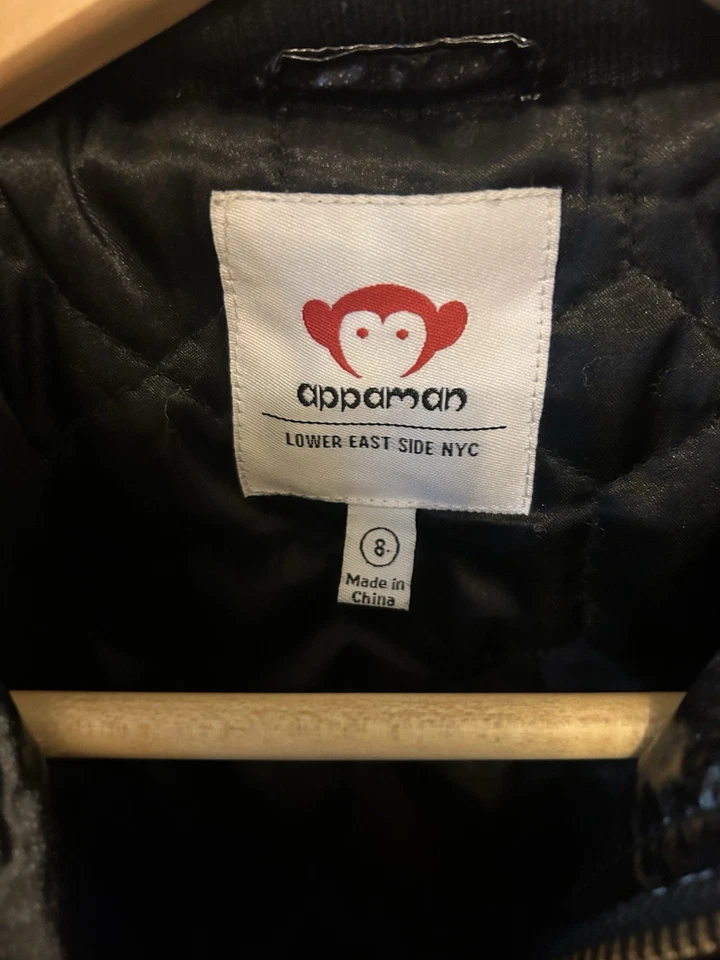 Abrigo acolchado negro con capucha Appaman Glitter niños talla 8 Foto 4 de 4