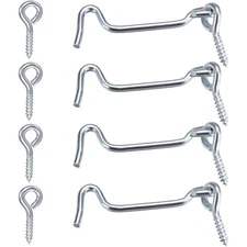 Cabin Hook and Eye Latch 1.5 Inch 4 Pack Swivel Window Door Hook with Mounting