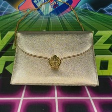 Gold Metallic Envelope Clutch Small Chain Strap Evening Shoulder Bag Vintage