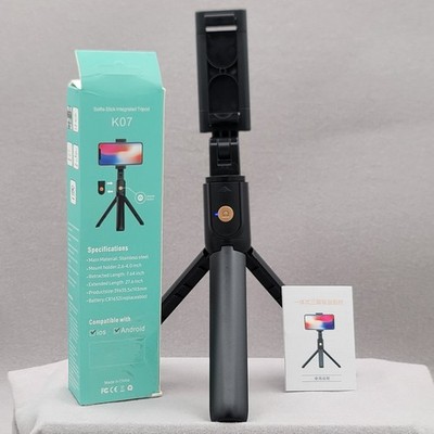 K07 Wireless Selfie Stick Integrated Tripod Bluetooth Remote Stainless Steel Blk