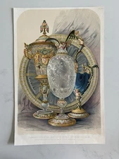 Antique Victorian Print – Enameled Vase and Dish by Morell for Webb of London