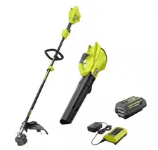 RYOBI 40V Cordless Attachment Capable 15" String Trimmer 550 CFM 120 MPH Blower