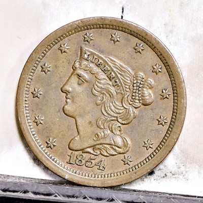 1854 Half Cent - Ch AU Details, Old Cleaned (#60236-L)