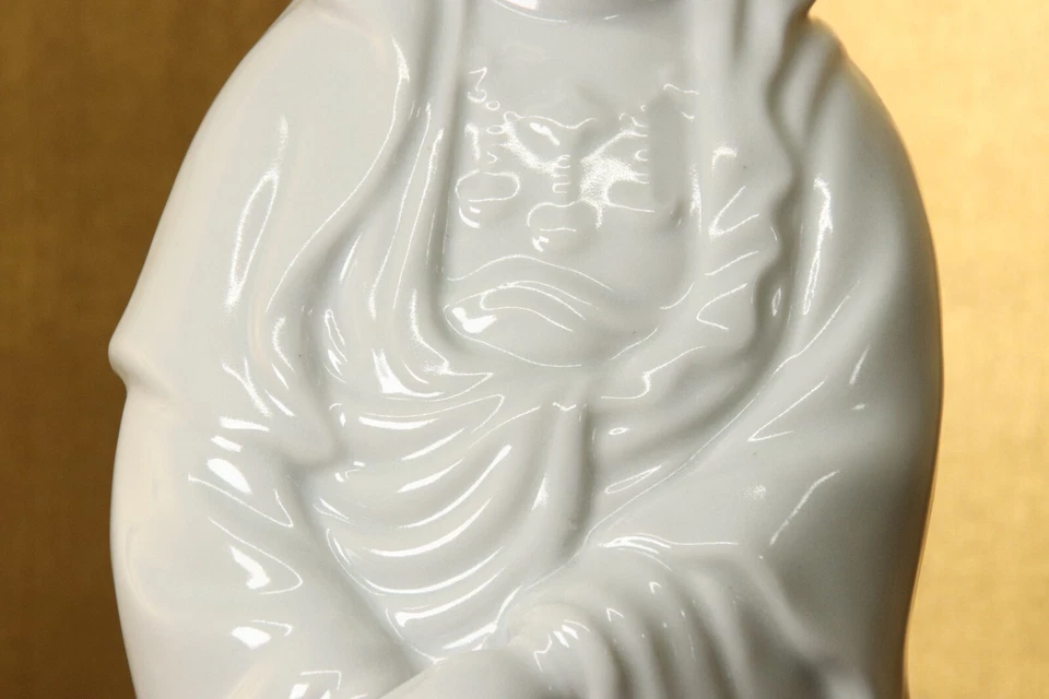 Antigua estatua japonesa Kutani Ware Pottey Kannon arte budista era Meiji siglo XIX Foto 4 de 4