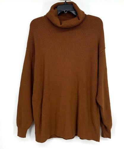 Free People Sweater Womens Size XS Softly Structured Tunic Brown Turtleneck - Picture 4 of 13
