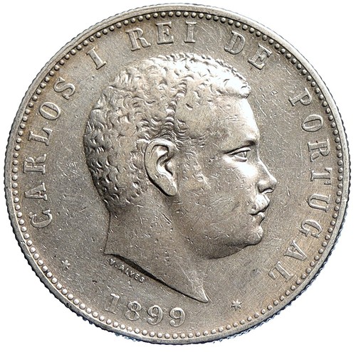 1899 PORTUGAL King Carlos I VINTAGE OLD Silver 1000 Reis
