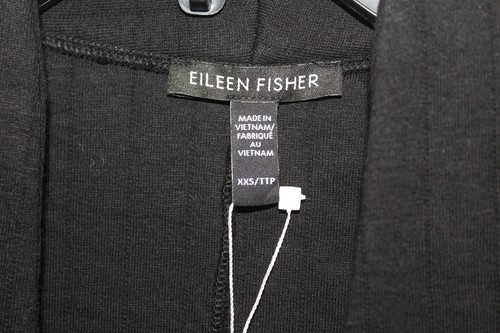 CHALECO CUELLO ALTO EILEEN FISHER 100% ALGODÓN ORGÁNICO ACOLCHADO FRENTE ABIERTO NEGRO XXS - Imagen 2 de 4