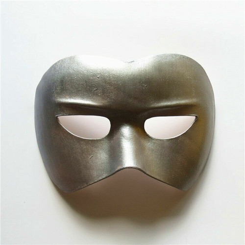 Handmade Leather Mask Half Face Silver Mask Men Halloween Party Cosplay Props - Picture 2 of 3