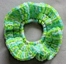 Green Variegated Hand Crocheted Scrunchie / Hair Tie- Made in Australia