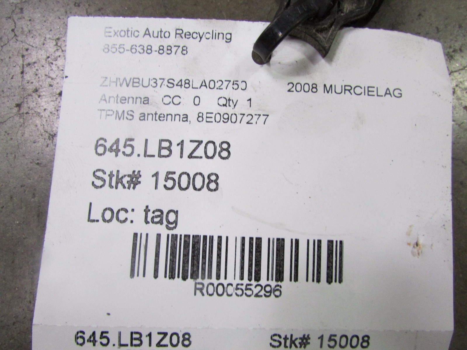 Lamborghini Gallardo LP550, 560, 570, Tire Pressure Antenna, P/N 8E0907277, Used