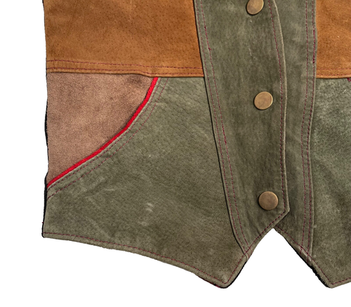 Kids Vest Leather Suede Snap Button Front Multicolor Pockets Lined Western, XL - Picture 6 of 11