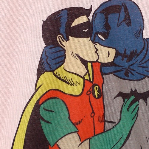 Batman & Robin kissing T SHIRT design, Gay Pride, drôle '60s costumes