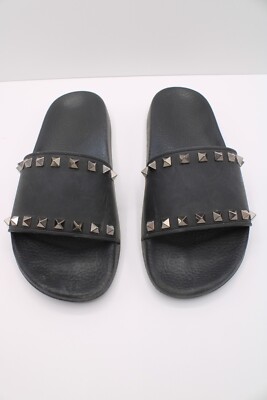 VALENTINO GARAVANI Black Rockstud Slides Size: 37 | eBay