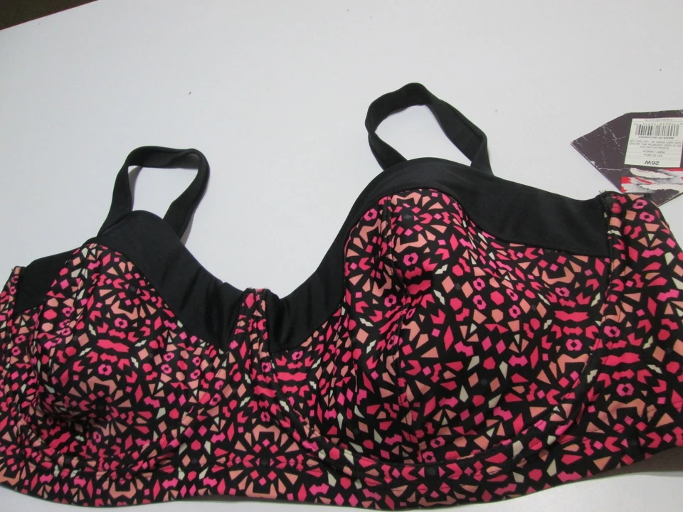 Top de bikini Ava & Viv para mujer talla 26W negro/rosa con aros correas ajustables Foto 4 de 4