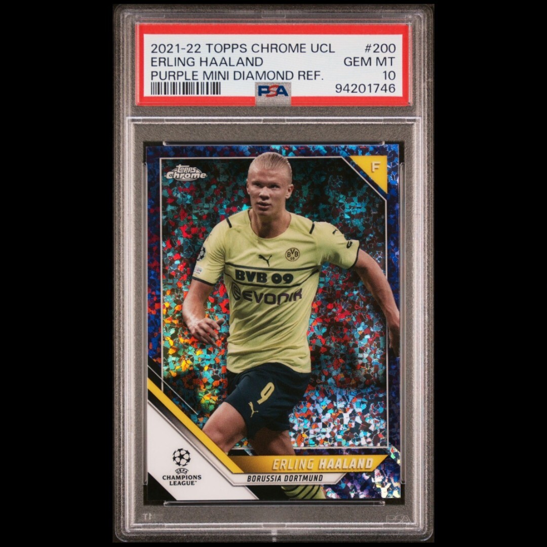 PSA 10 2021-22 Topps Chrome Purple Mini-Diamond Refractor /250 Erling Haaland SP