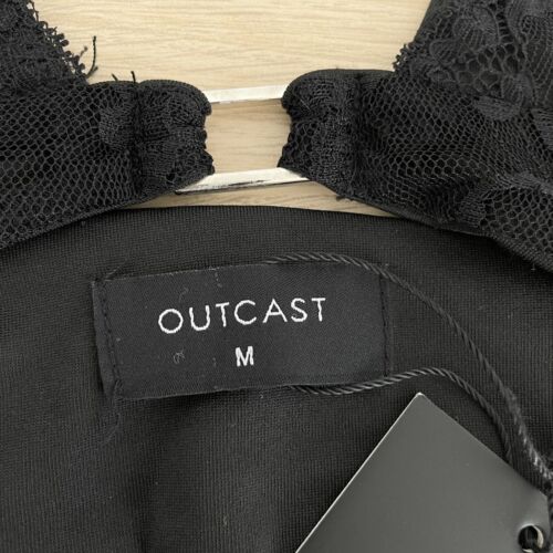 Outcast Cassandra Crop Top Womens M Black Lace Floral Halter Neck Cut Out New - Picture 4 of 11