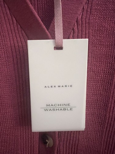 Alex Marie Knit Jessica Button Front V-Neck Sleeveless Cardigan MauveWood XL - Picture 4 of 6