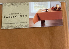 60 x 84" Hemstitch Tablecloth Pumpkin Spice New oblong oval fall thanksgiving