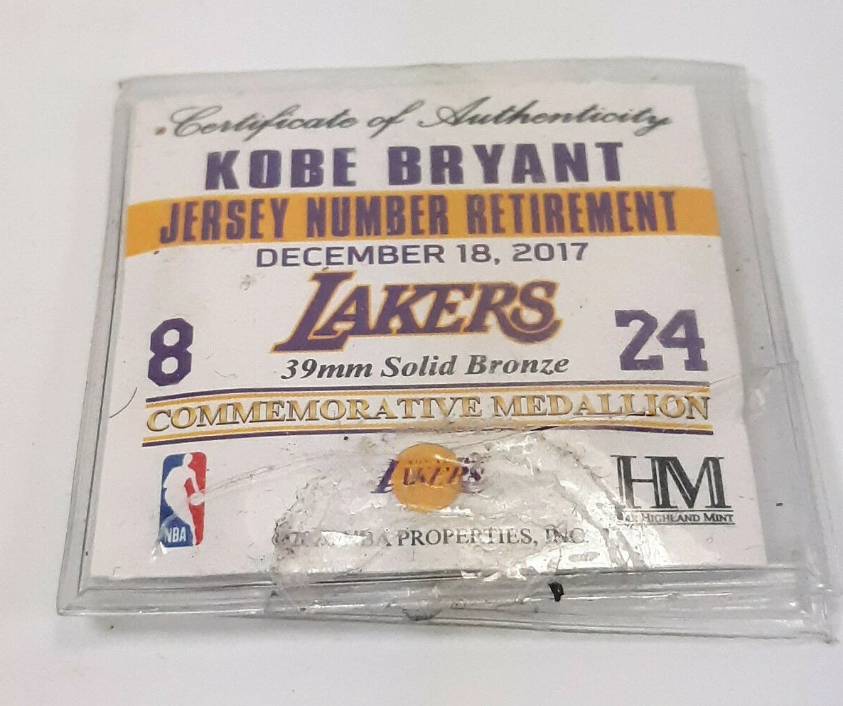 Kobe Bryant NBA Jersey Number Retirement Solid Bronze Commemorative  Medallion