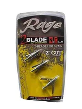 SEALED Rage 2 Blade 100 Grain Cut-On-Contact No Collar Broadhead 3 Pack