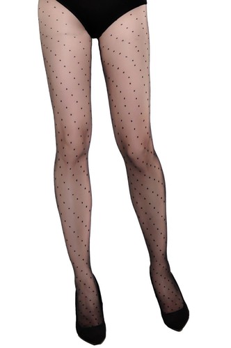 Mujeres Pantimedias Negro Transparente Lunares Punto Pequeño Patrón 20 Den Vesa - Imagen 2 de 4