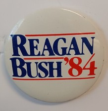 1984 Ronald Reagan George H.W. Bush Litho Political Campaign Pinback Button 