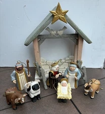 House of Hatten Nativity 8 Piece Christmas Holy Family Creche 1995 D. Calla Rare