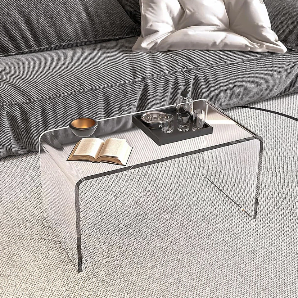 Premium Acrylic Clear Coffee Table, 32" L x 16" W x16'' H Modern Waterfall Table - Image 4 of 4