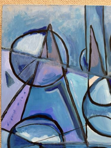 AUFGELISTETES KÜNSTLER Gemälde ABSTRAKTER KUBISMUS Modernist Dr. Benjamin Gross 24" x 30" - Bild 2 von 7